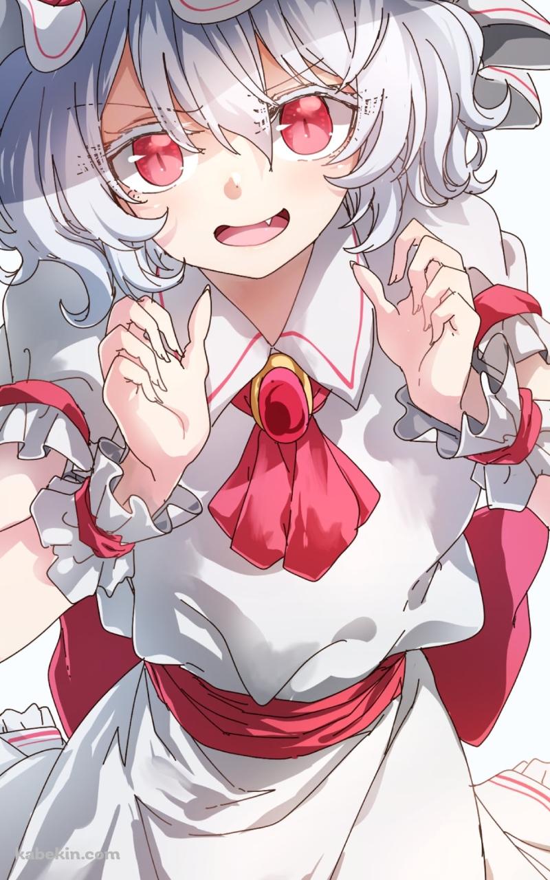 両手を前に出した白い服を着たレミリア・スカーレット / 東方のAndroidの壁紙(800px x 1280px) スマホ用