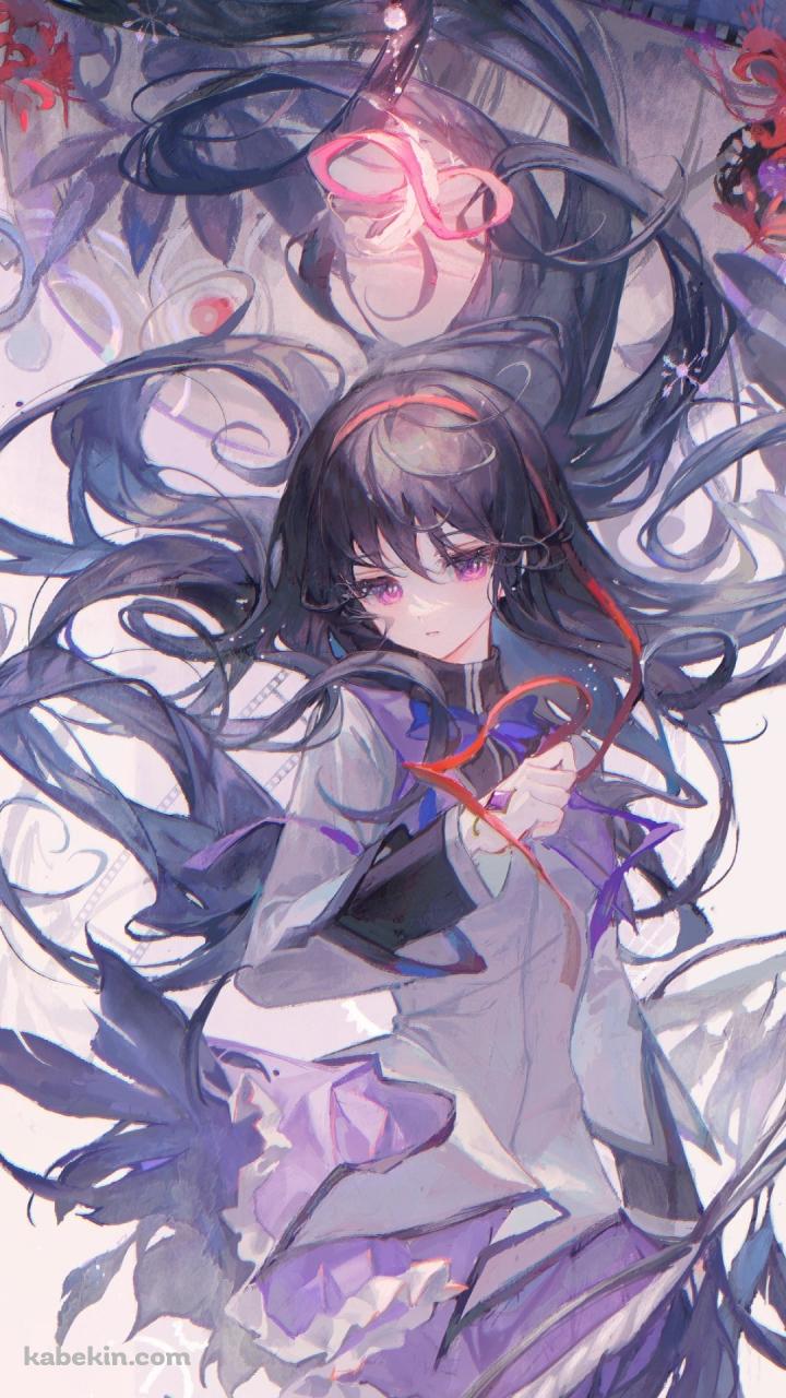 黒髪が風に舞う暁美ほむら / 魔法少女まどか☆マギカのAndroidの壁紙(720px x 1280px) スマホ用