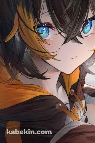 青い瞳でこちらを見つめるペトラ・グリン / にじさんじ / バーチャルYouTuberのAndroidの壁紙(320px x 480px) スマホ用