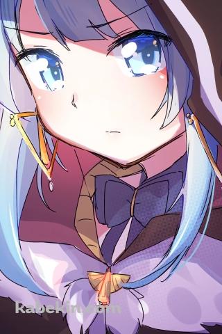 うつむくフードを被った水波レナ / 魔法少女まどか☆マギカのAndroidの壁紙(320px x 480px) スマホ用