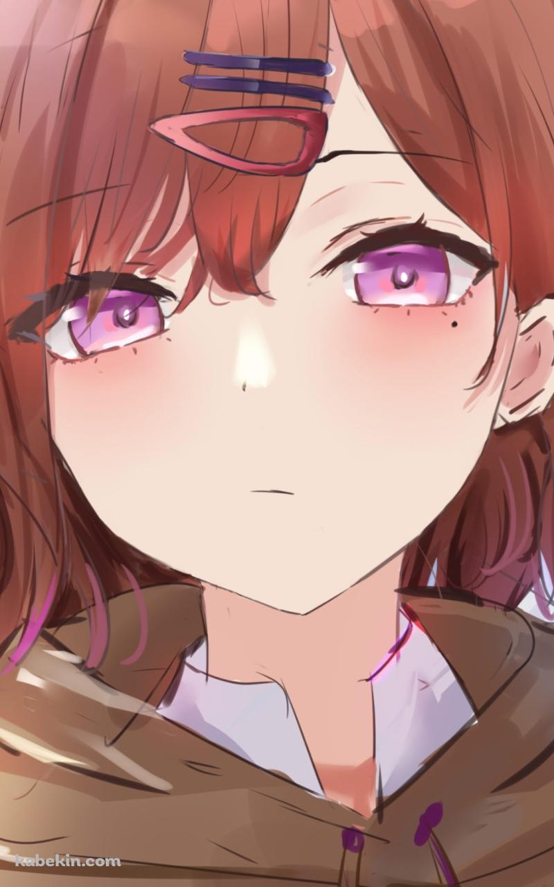 ピンクの瞳でこちらを見つめる樋口円香 / アイドルマスターのAndroidの壁紙(800px x 1280px) スマホ用