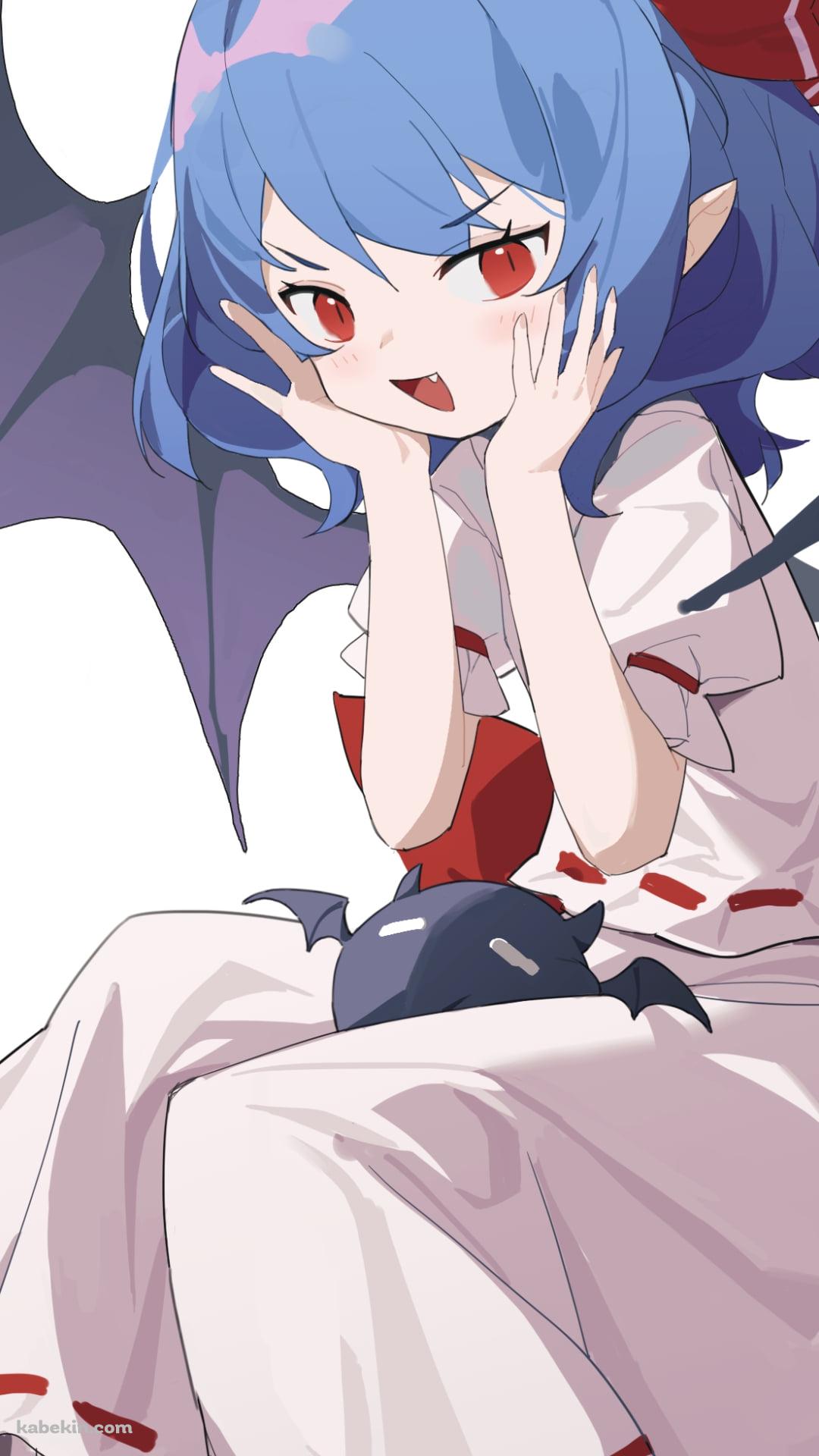 ほっぺたを抑えるレミリア・スカーレット / 東方のAndroidの壁紙(1080px x 1920px) スマホ用