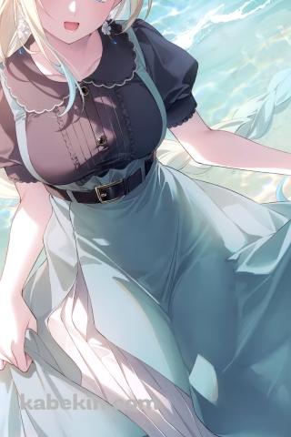 波打ち際を歩く藍沢エマ / ぶいすぽっ！ / バーチャルYouTuberのAndroidの壁紙(320px x 480px) スマホ用