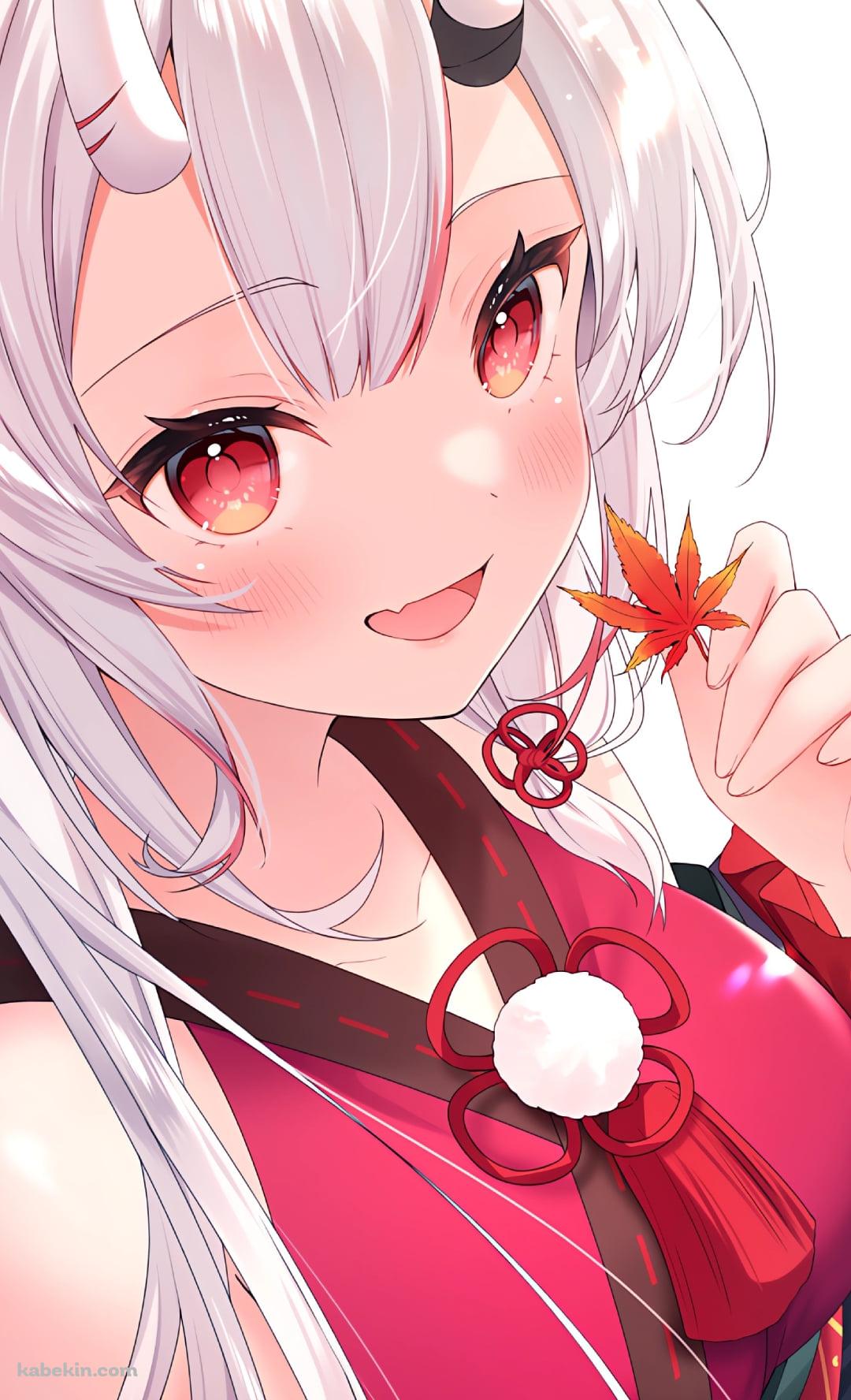 紅葉を持つ百鬼あやめ / ホロライブ / バーチャルYouTuber / VtuberのAndroidの壁紙(1080px x 1776px) スマホ用