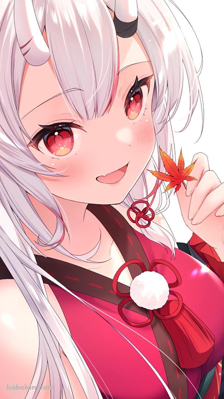 紅葉を持つ百鬼あやめ / ホロライブ / バーチャルYouTuber / VtuberのAndroidの壁紙(720px x 1280px) スマホ用