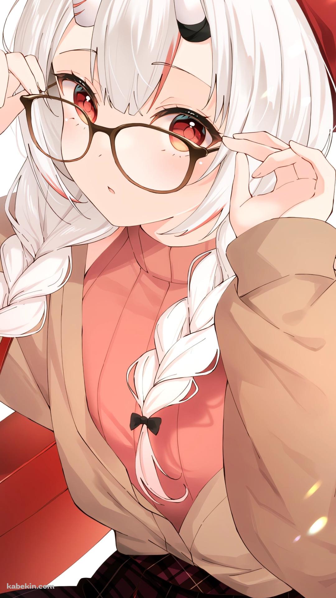 眼鏡に手をかける可愛い百鬼あやめ / ホロライブ / バーチャルYouTuber / VtuberのAndroidの壁紙(1080px x 1920px) スマホ用