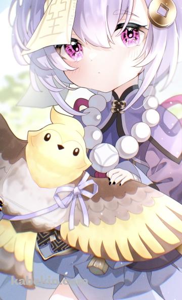 淡いタッチで描かれた可愛い七七 / 原神のAndroidの壁紙(360px x 592px) スマホ用