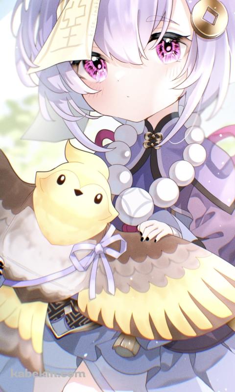 淡いタッチで描かれた可愛い七七 / 原神のAndroidの壁紙(480px x 800px) スマホ用