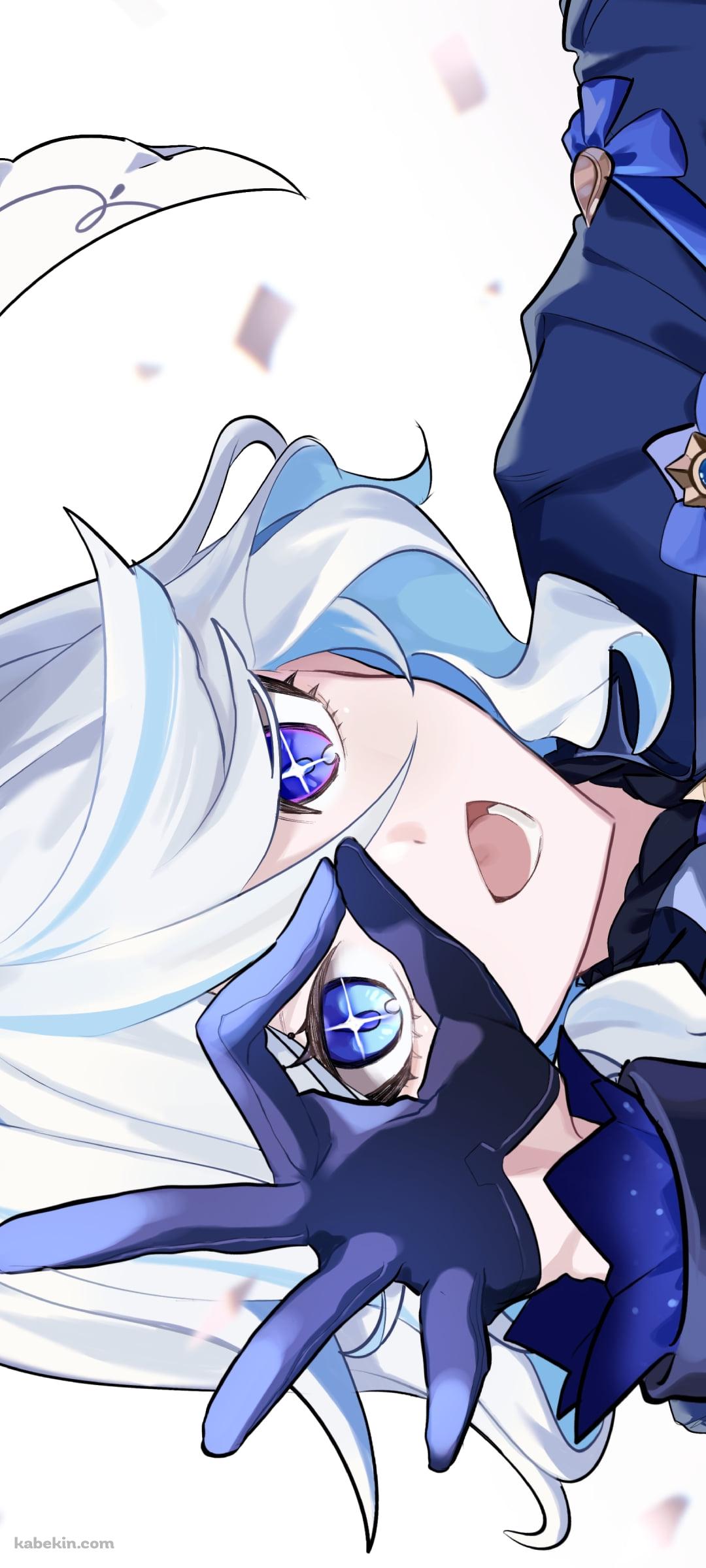 右目で覗くポーズをするフリーナ / 原神のAndroidの壁紙(1080px x 2400px) スマホ用