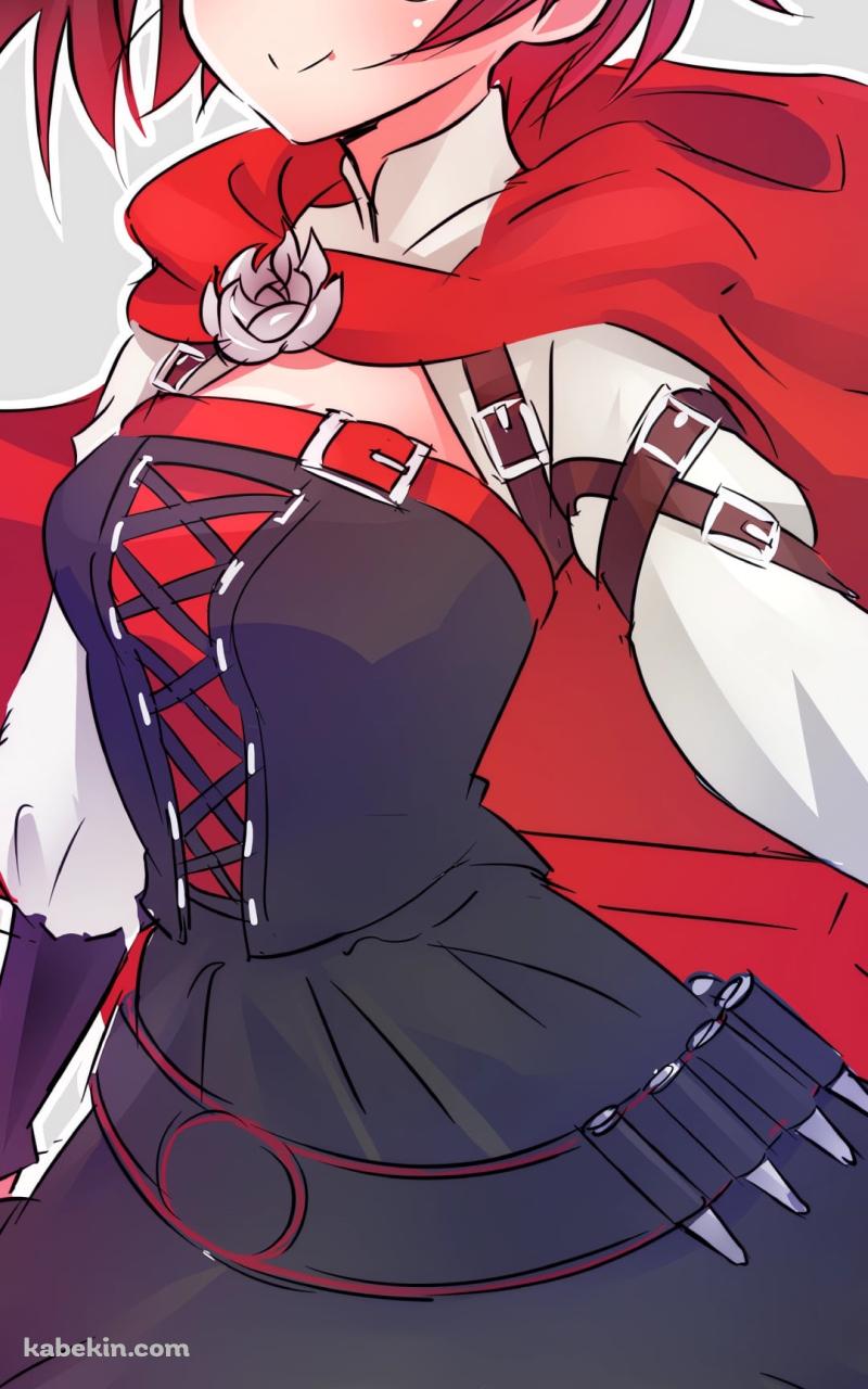 赤いマントを付けたルビー・ローズ / RWBYのAndroidの壁紙(800px x 1280px) スマホ用
