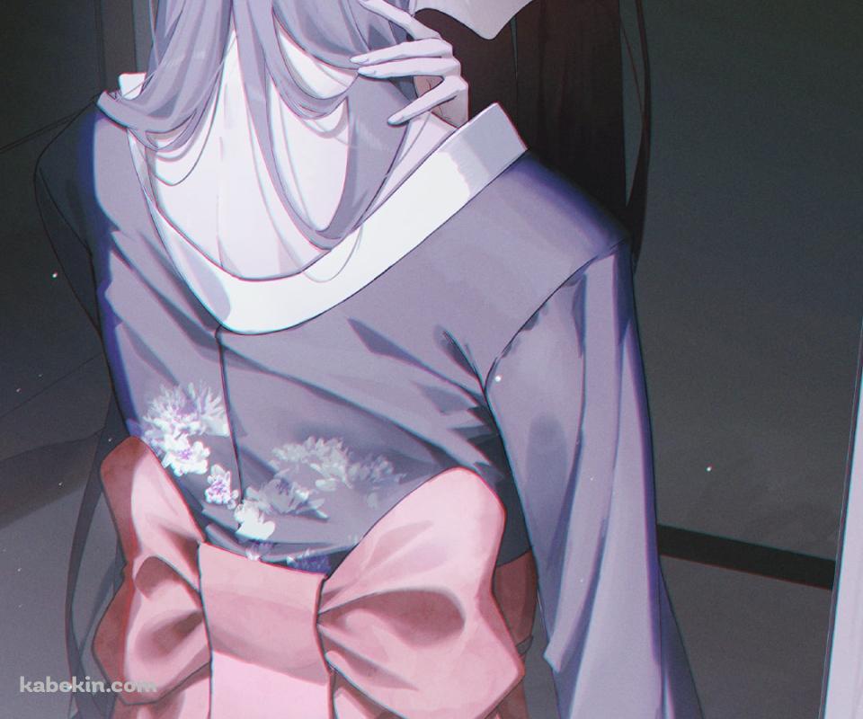 振り返る黒い着物を着た調月リオ / ブルーアーカイブのAndroidの壁紙(960px x 800px) スマホ用