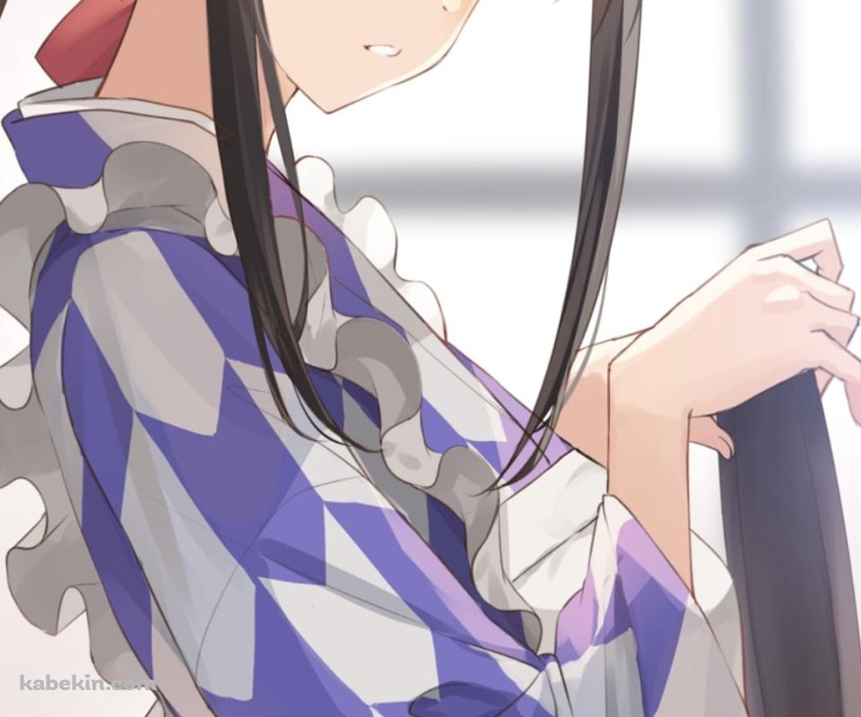 お盆を持つ可愛い四宮かぐや / 着物 / かぐや様は告らせたい～天才たちの恋愛頭脳戦～のAndroidの壁紙(960px x 800px) スマホ用