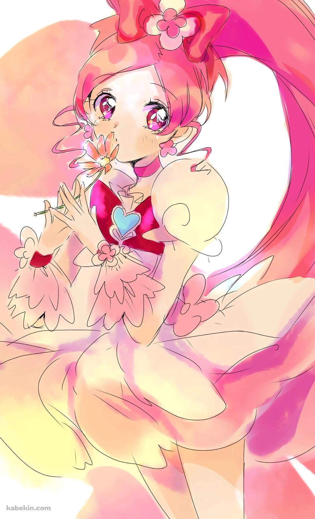 ピンクの花を持つキュアブロッサム / 花咲つぼみ / ハートキャッチプリキュア！のAndroidの壁紙(1080px x 1776px) スマホ用