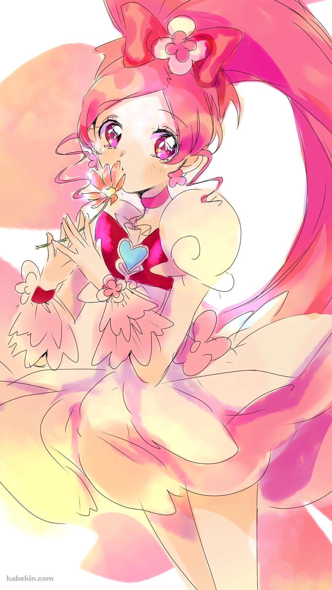 ピンクの花を持つキュアブロッサム / 花咲つぼみ / ハートキャッチプリキュア！のAndroidの壁紙(1080px x 1920px) スマホ用