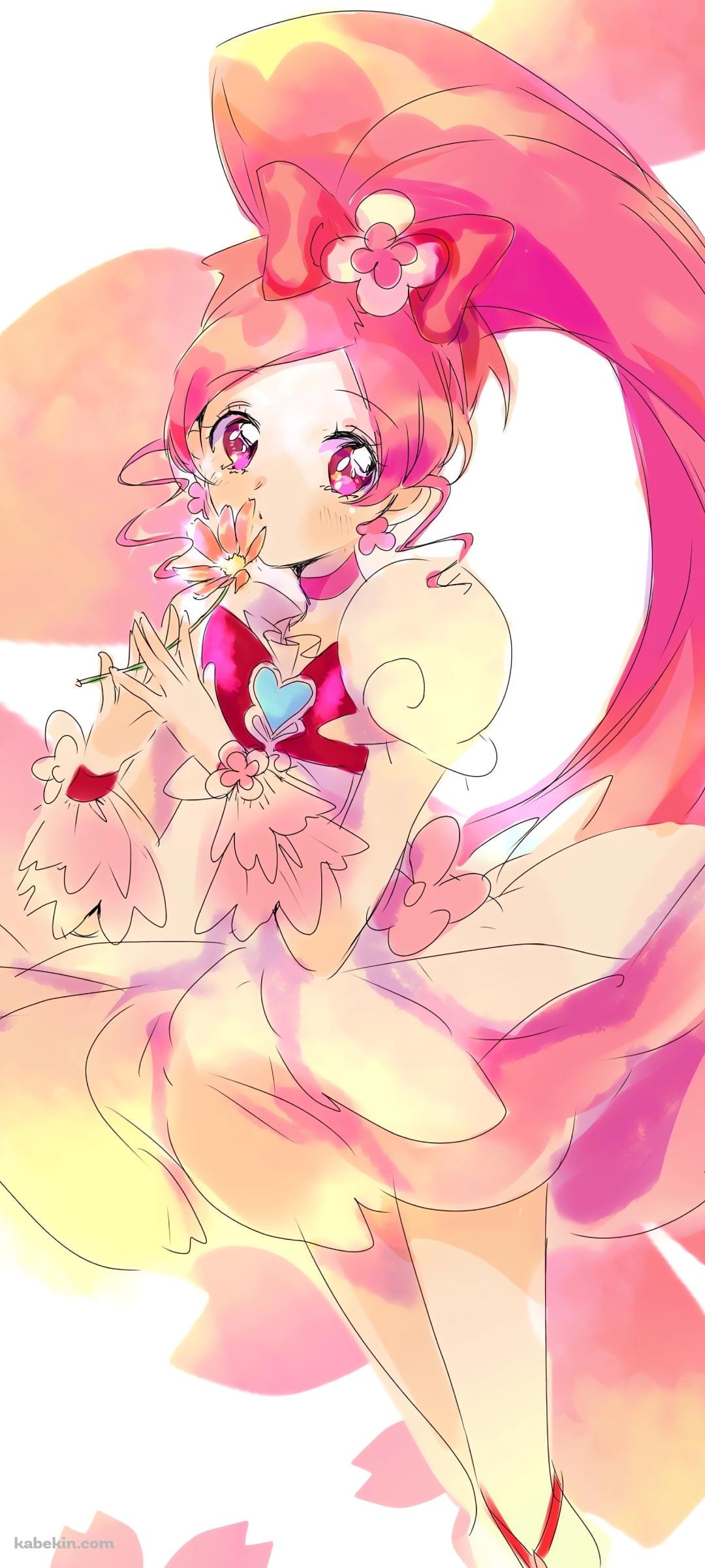 ピンクの花を持つキュアブロッサム / 花咲つぼみ / ハートキャッチプリキュア！のAndroidの壁紙(1080px x 2400px) スマホ用
