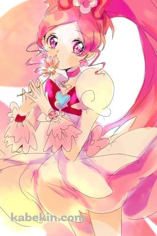 ピンクの花を持つキュアブロッサム / 花咲つぼみ / ハートキャッチプリキュア！のAndroidの壁紙(320px x 480px) スマホ用