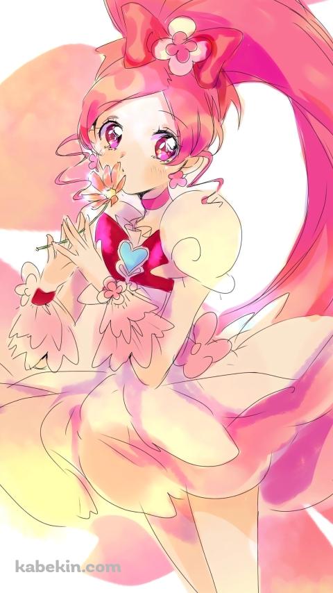 ピンクの花を持つキュアブロッサム / 花咲つぼみ / ハートキャッチプリキュア！のAndroidの壁紙(480px x 854px) スマホ用