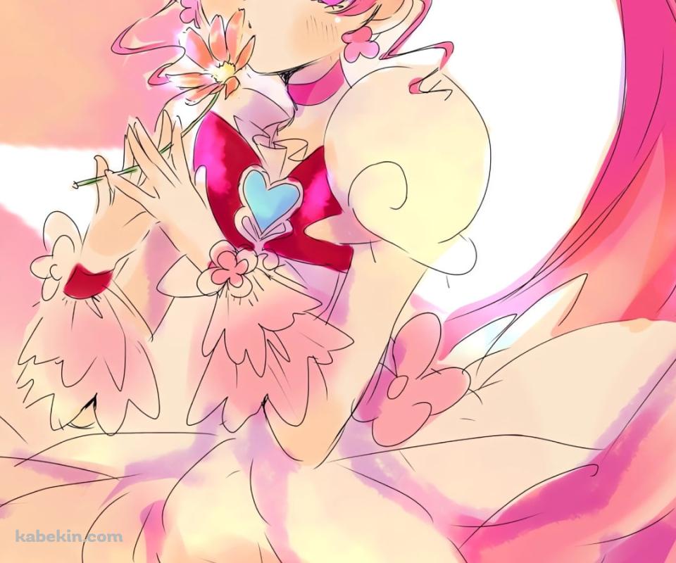 ピンクの花を持つキュアブロッサム / 花咲つぼみ / ハートキャッチプリキュア！のAndroidの壁紙(960px x 800px) スマホ用
