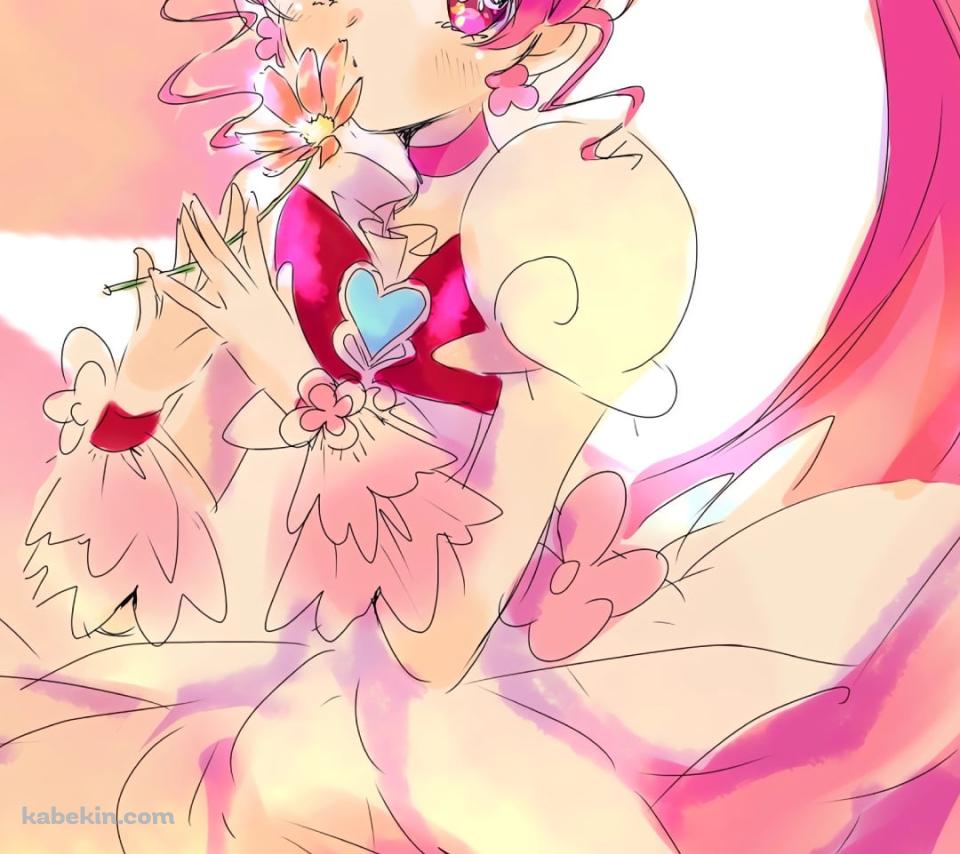 ピンクの花を持つキュアブロッサム / 花咲つぼみ / ハートキャッチプリキュア！のAndroidの壁紙(960px x 854px) スマホ用