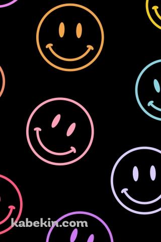 スマイリー / ニコちゃんマーク / カラフル / Smiley FaceのAndroidの壁紙(320px x 480px) スマホ用