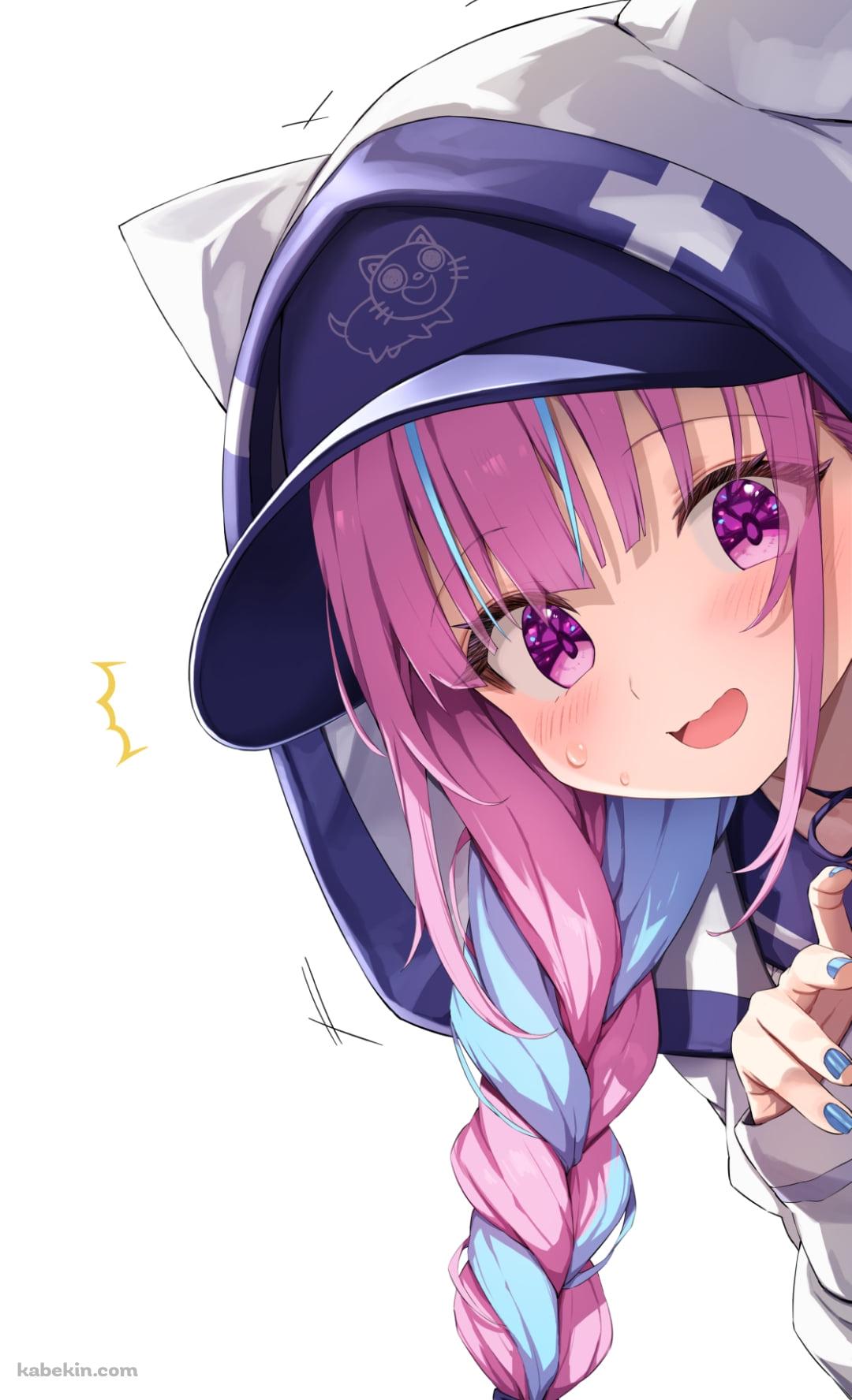 壁から覗き込む湊あくあ / バーチャルYouTuber / ホロライブのAndroidの壁紙(1080px x 1776px) スマホ用