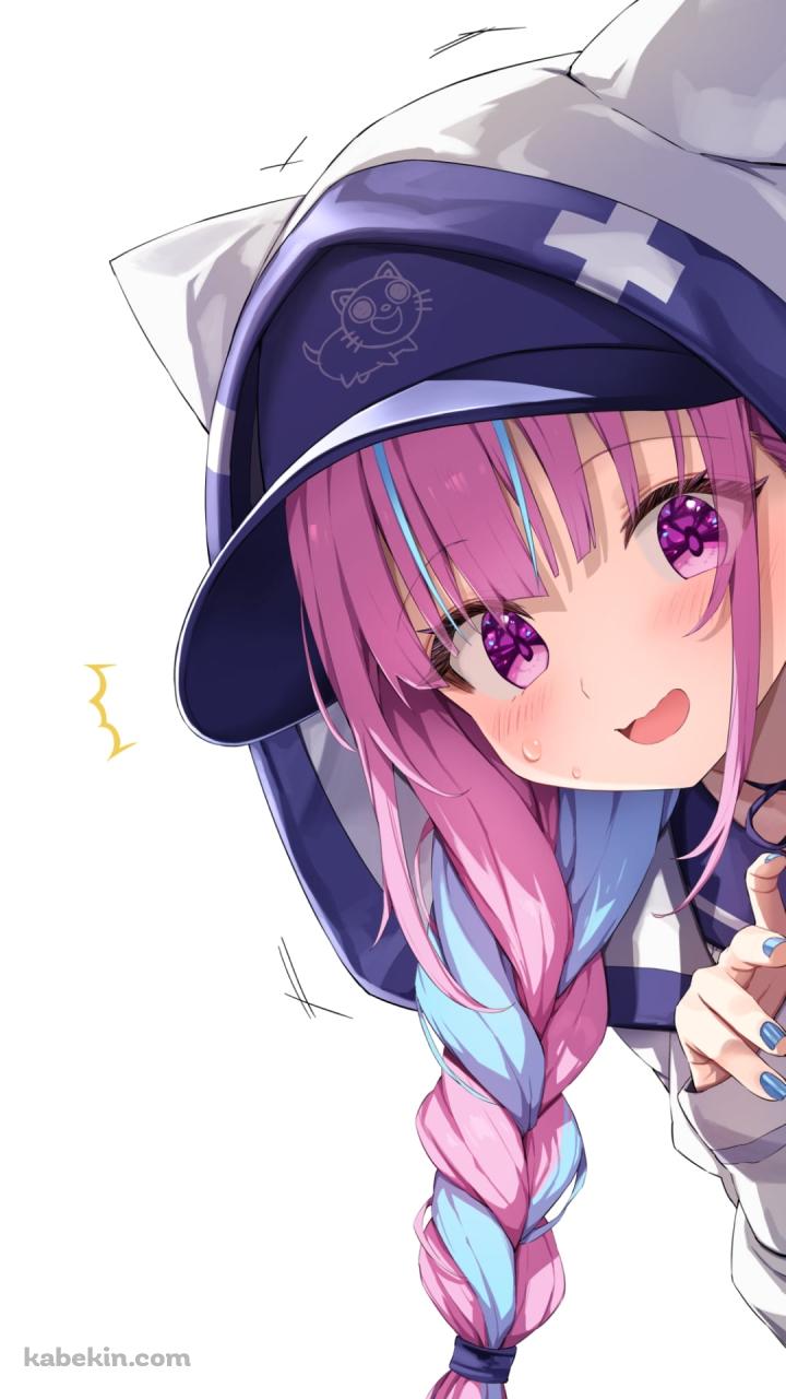 壁から覗き込む湊あくあ / バーチャルYouTuber / ホロライブのAndroidの壁紙(720px x 1280px) スマホ用