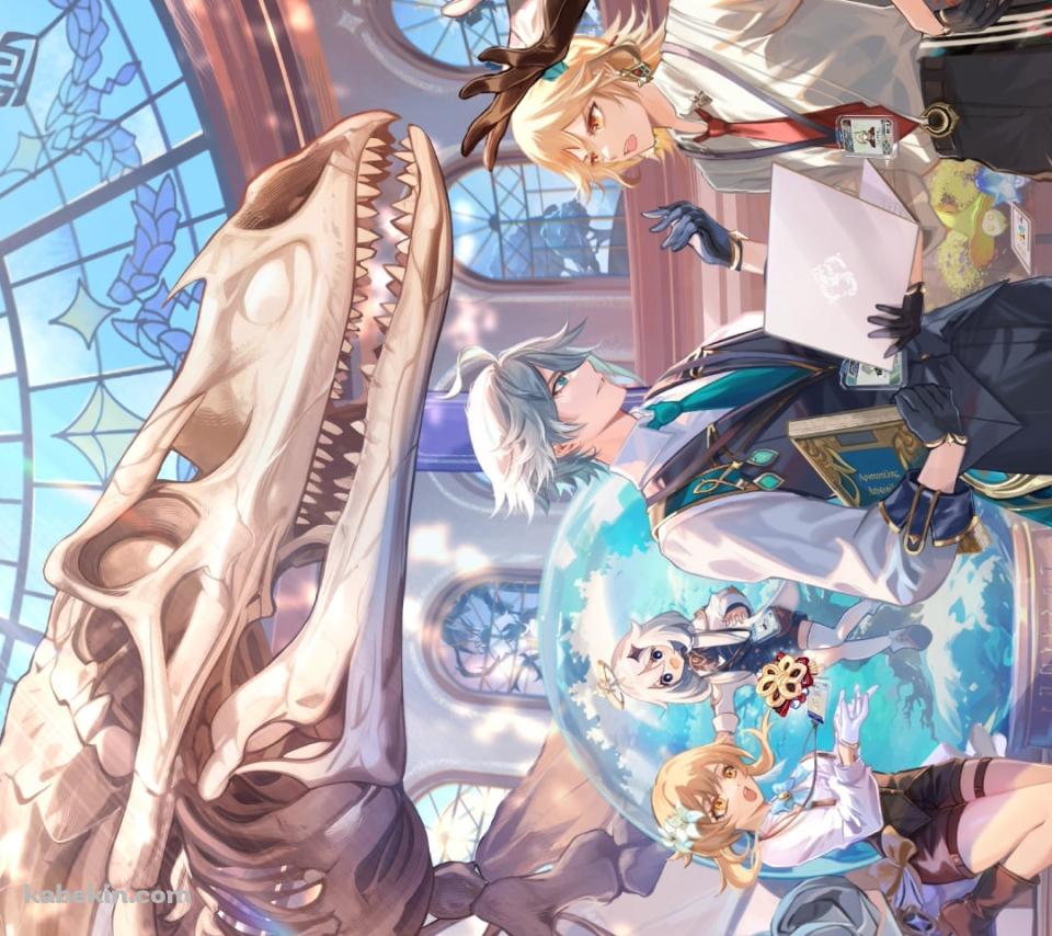恐竜の標本と蛍 / パイモン / アルベド / ティナリ / アルハイゼン / カーヴェ / 原神のAndroidの壁紙(960px x 854px) スマホ用