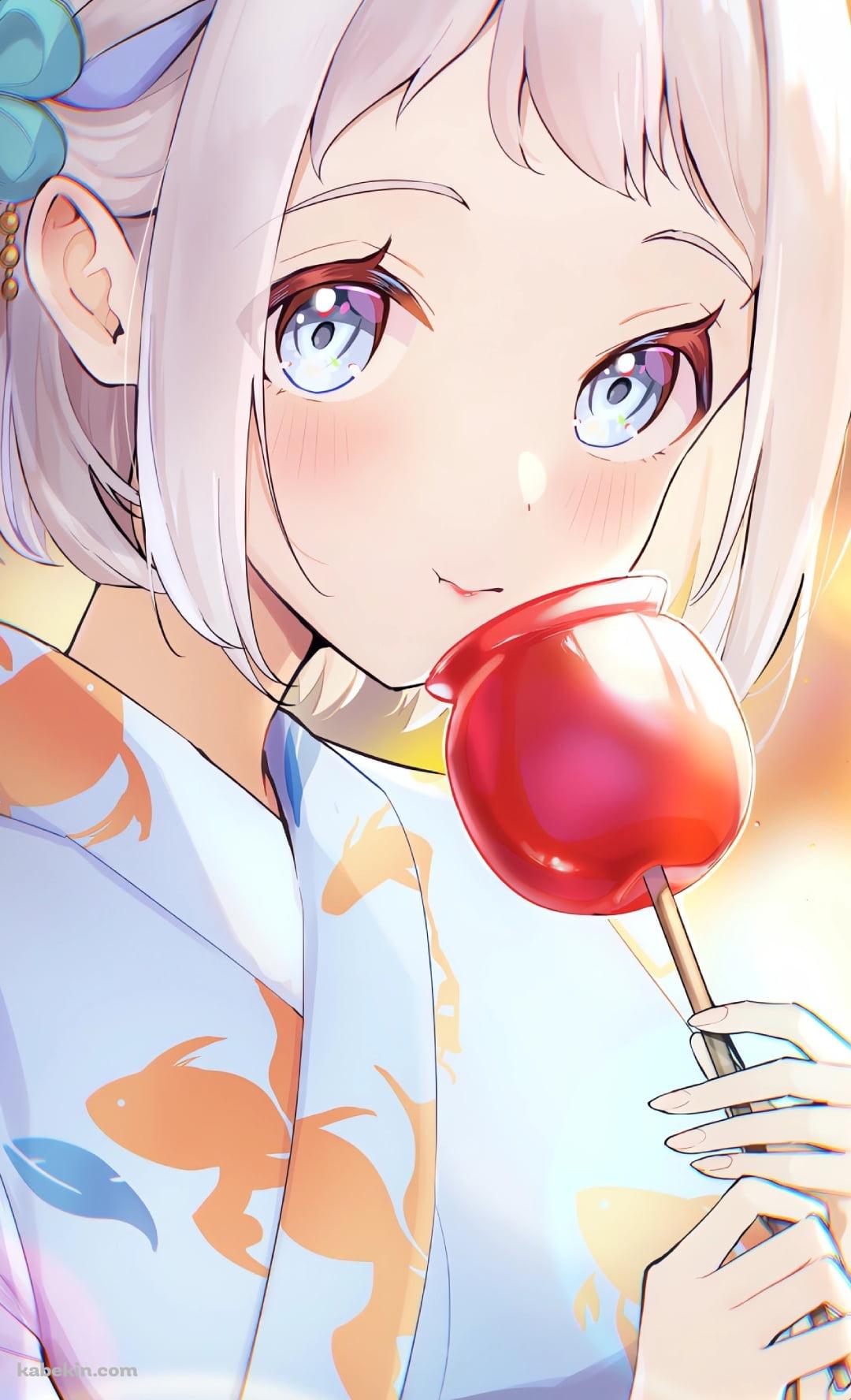 リンゴ飴を持つ浴衣姿の葛城リーリヤ / 学園アイドルマスターのAndroidの壁紙(1080px x 1776px) スマホ用