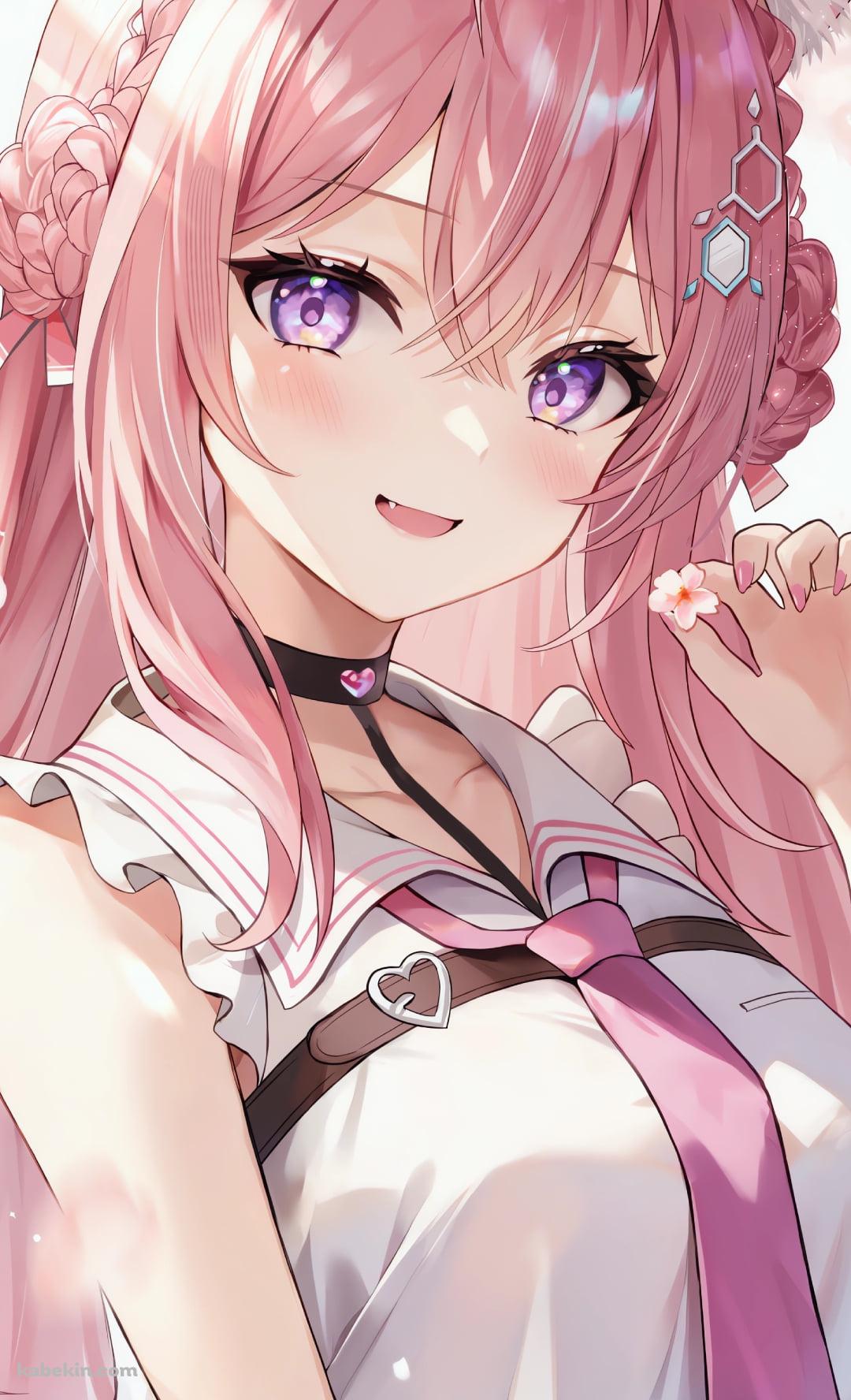 桜の花を持つ可愛い博衣こより / ホロライブ / バーチャルYouTuberのAndroidの壁紙(1080px x 1776px) スマホ用