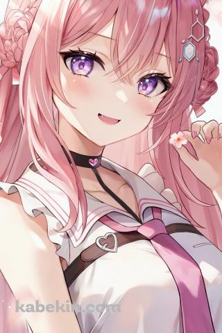 桜の花を持つ可愛い博衣こより / ホロライブ / バーチャルYouTuberのAndroidの壁紙(320px x 480px) スマホ用