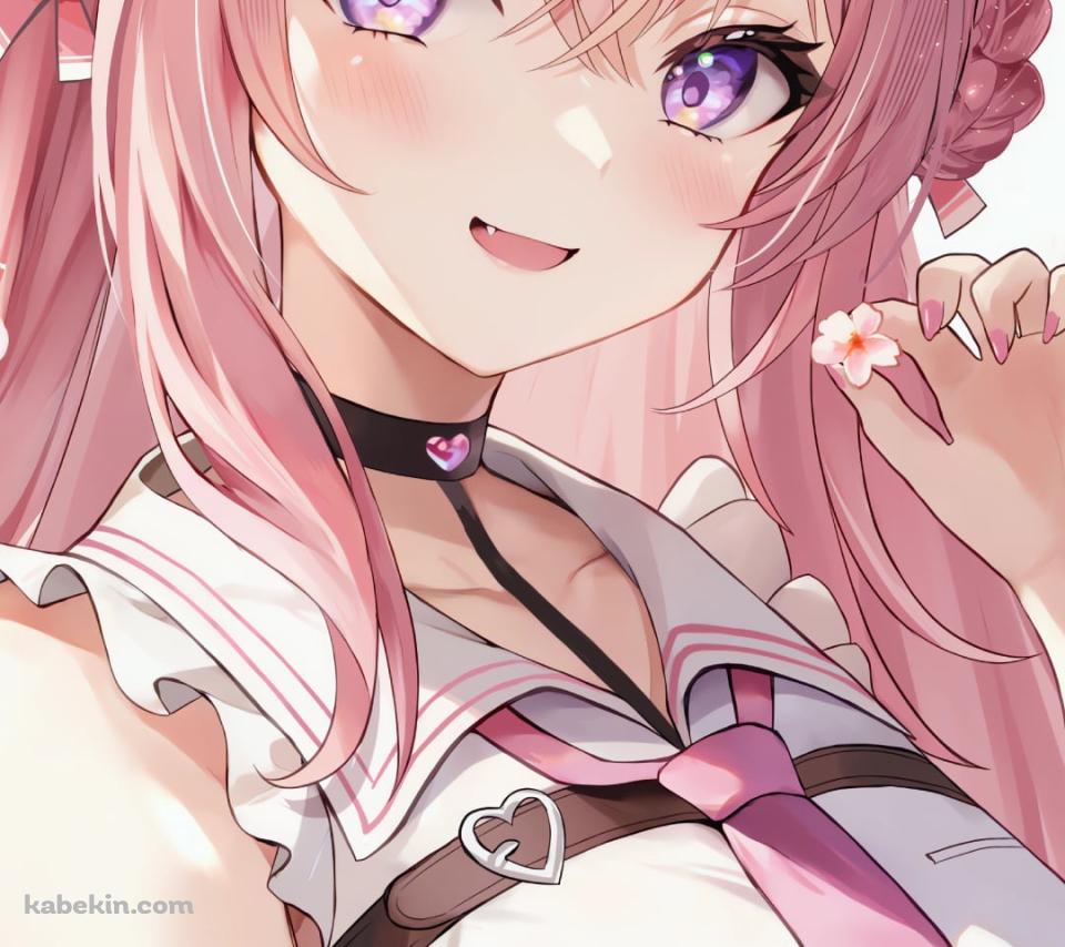 桜の花を持つ可愛い博衣こより / ホロライブ / バーチャルYouTuberのAndroidの壁紙(960px x 854px) スマホ用
