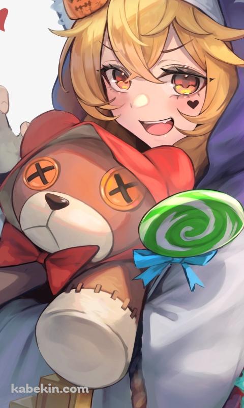 クマのぬいぐるみを持つブリジット / ギルティギアのAndroidの壁紙(480px x 800px) スマホ用