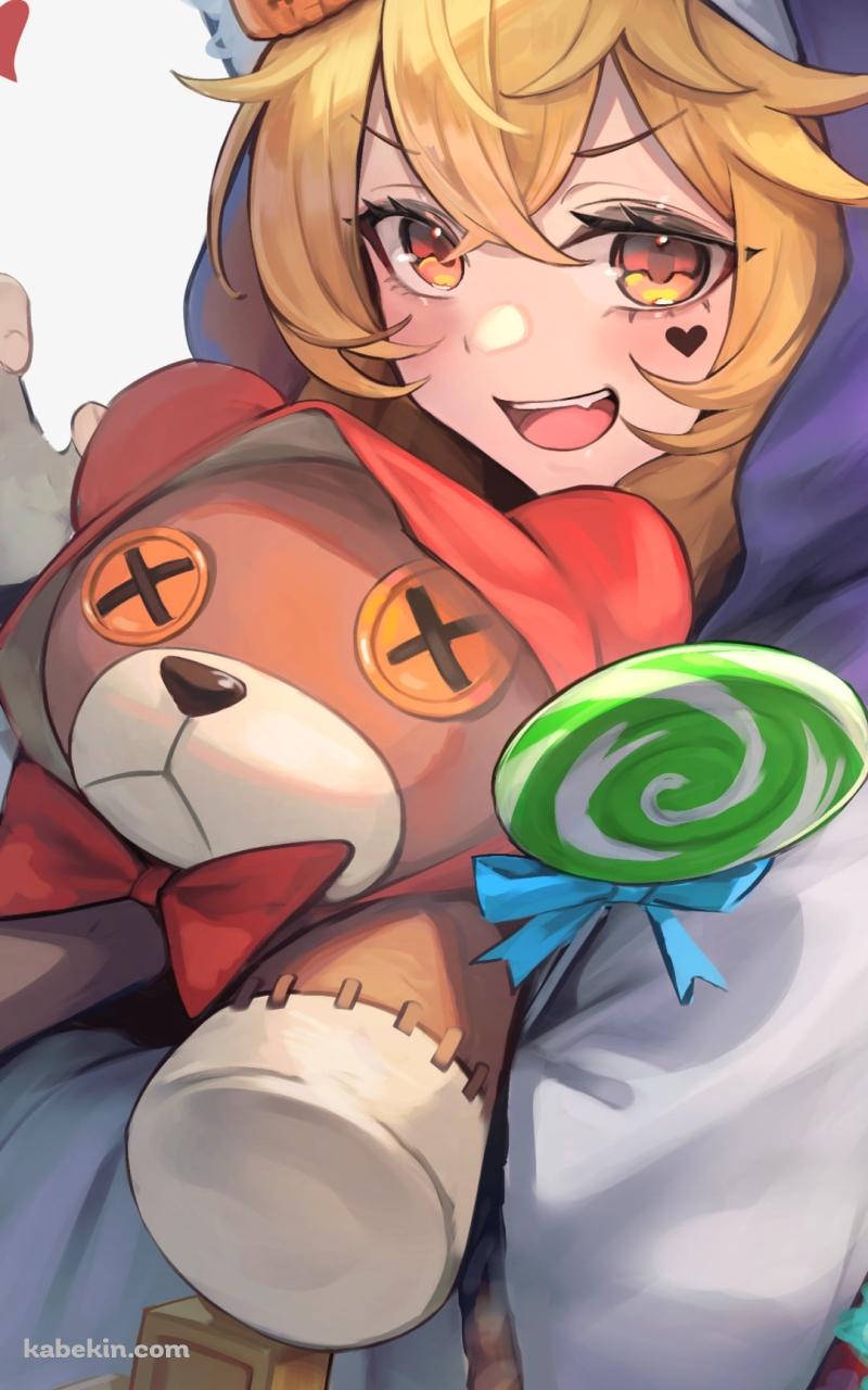 クマのぬいぐるみを持つブリジット / ギルティギアのAndroidの壁紙(800px x 1280px) スマホ用