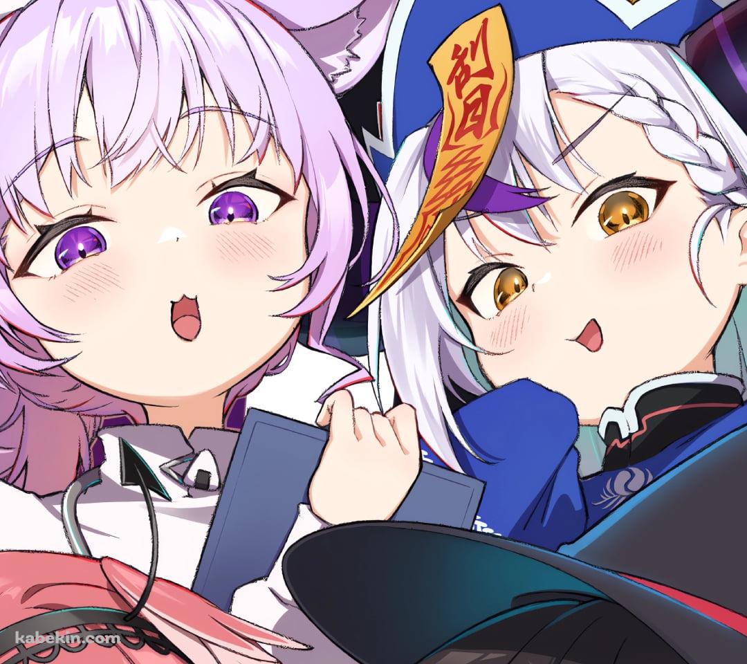 白上フブキ、猫又おかゆ、ラプラス・ダークネス、大神ミオ、戌神ころね、鷹嶺ルイ / ホロライブ / バーチャルYouTuberのAndroidの壁紙(1080px x 960px) スマホ用