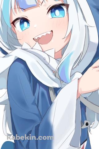 右手でポーズを取り高笑いするがうる・ぐら / ホロライブ / バーチャルYouTuberのAndroidの壁紙(320px x 480px) スマホ用