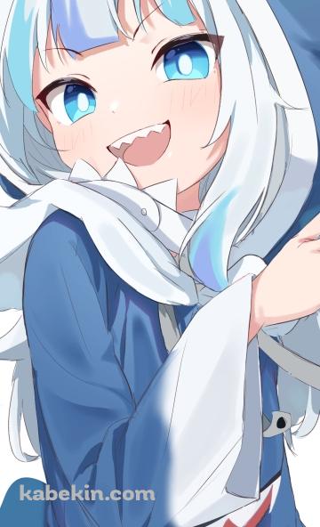 右手でポーズを取り高笑いするがうる・ぐら / ホロライブ / バーチャルYouTuberのAndroidの壁紙(360px x 592px) スマホ用