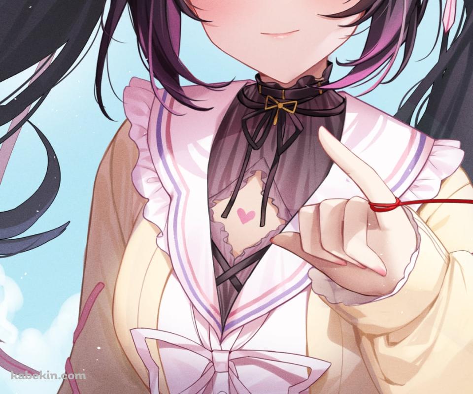 小指に赤い糸をつけ微笑む姫宮りえ / バーチャルYouTuberのAndroidの壁紙(960px x 800px) スマホ用