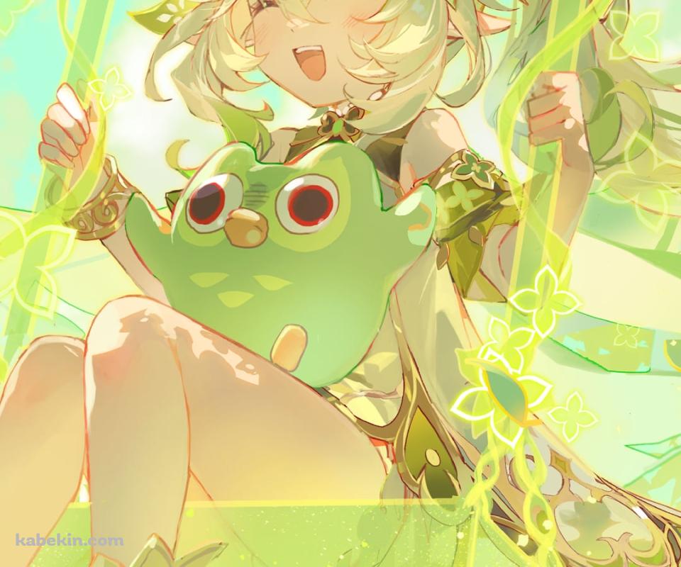 緑のブランコに乗ってはしゃぐナヒーダ / アランナラ / 原神のAndroidの壁紙(960px x 800px) スマホ用