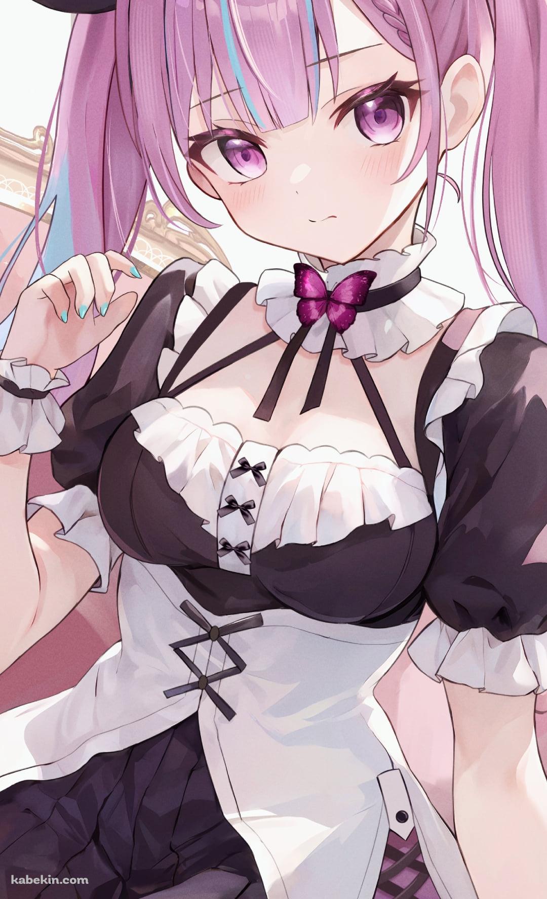 メイド姿の湊あくあ / ピンクの椅子 / ホロライブ / バーチャルYouTuber / VtuberのAndroidの壁紙(1080px x 1776px) スマホ用