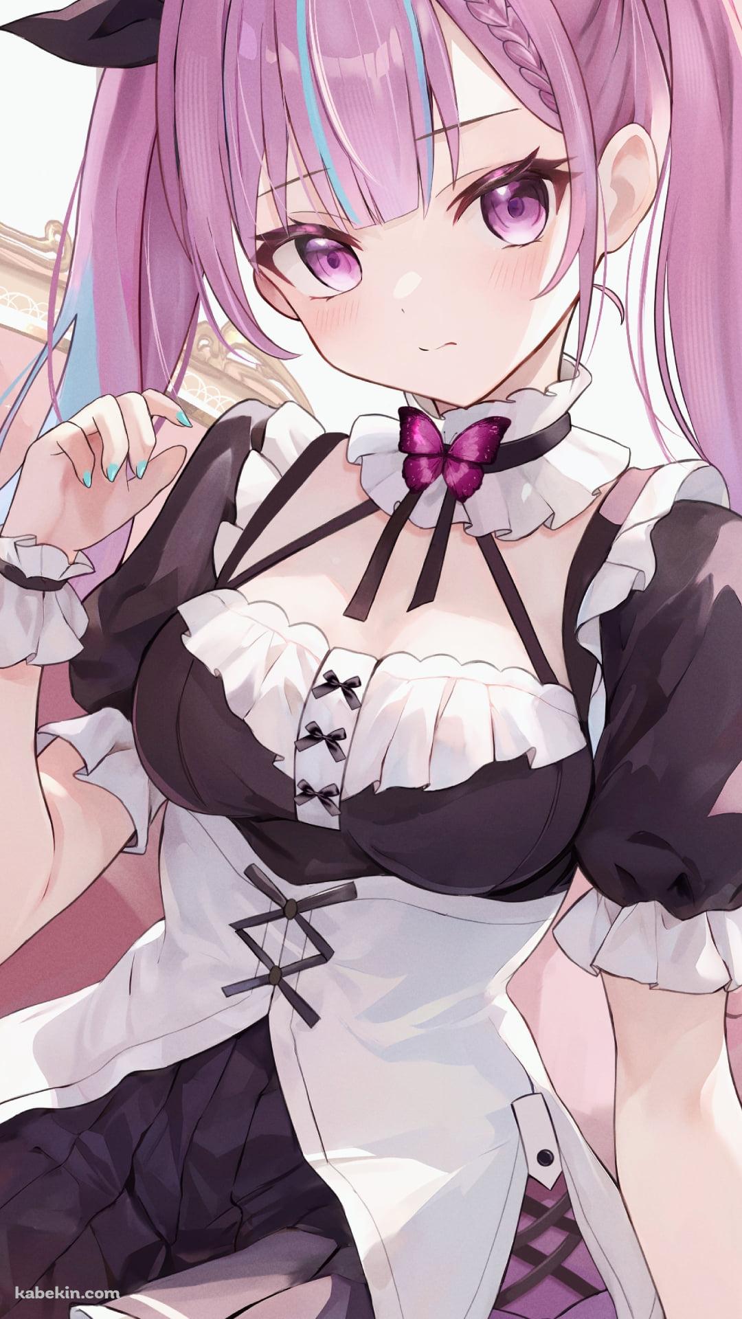 メイド姿の湊あくあ / ピンクの椅子 / ホロライブ / バーチャルYouTuber / VtuberのAndroidの壁紙(1080px x 1920px) スマホ用