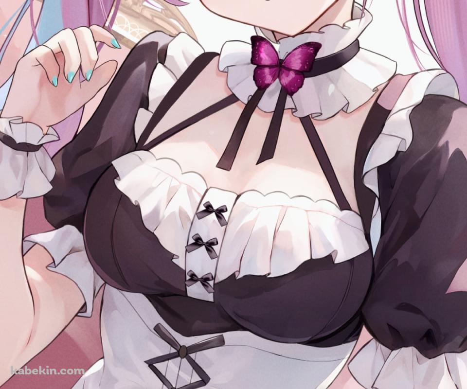 メイド姿の湊あくあ / ピンクの椅子 / ホロライブ / バーチャルYouTuber / VtuberのAndroidの壁紙(960px x 800px) スマホ用