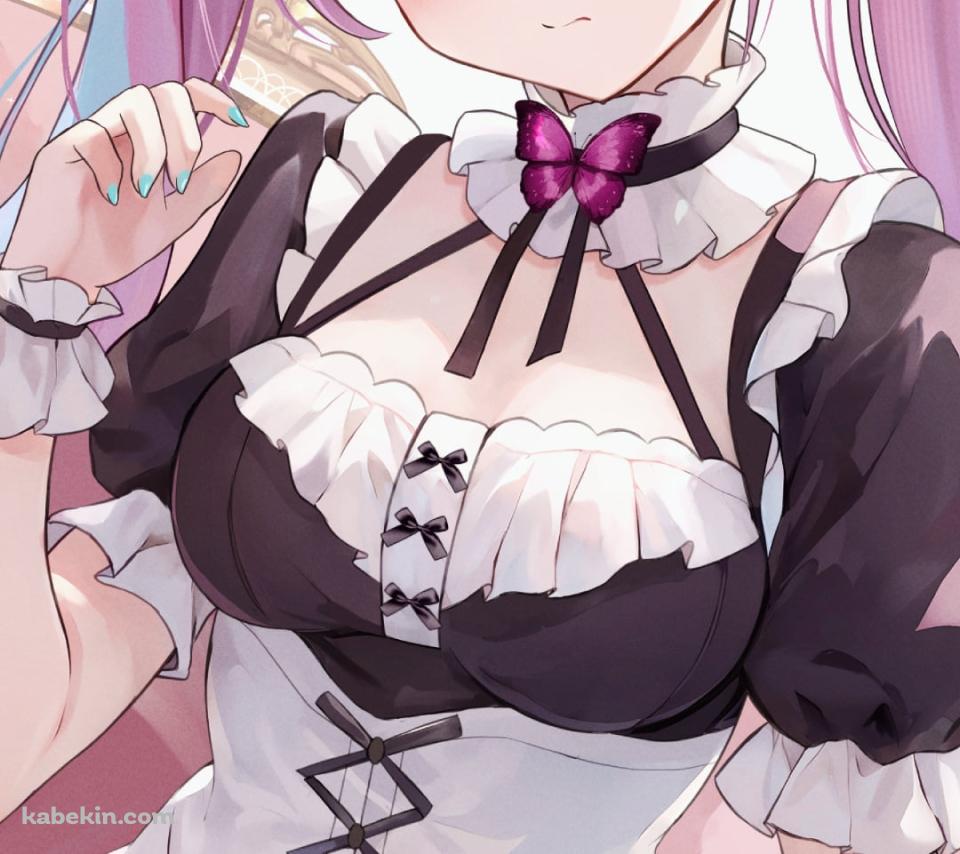 メイド姿の湊あくあ / ピンクの椅子 / ホロライブ / バーチャルYouTuber / VtuberのAndroidの壁紙(960px x 854px) スマホ用