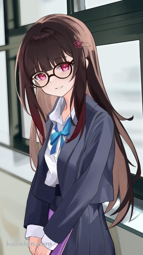 制服姿のメガネをかけた花火 / 崩壊:スターレイルのAndroidの壁紙(480px x 854px) スマホ用