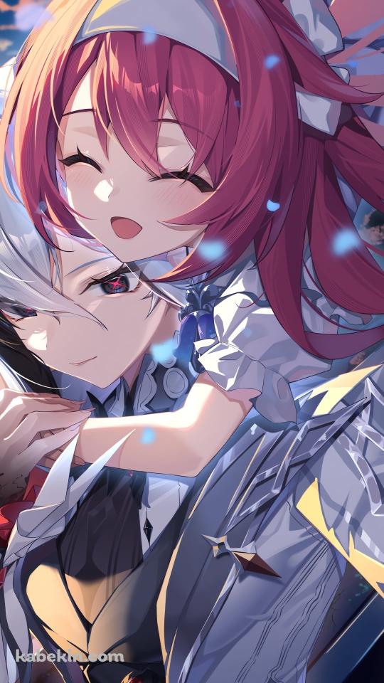 アルレッキーノに抱き着くクリーヴ / 原神のAndroidの壁紙(540px x 960px) スマホ用