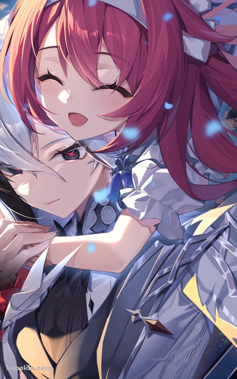 アルレッキーノに抱き着くクリーヴ / 原神のAndroidの壁紙(800px x 1280px) スマホ用