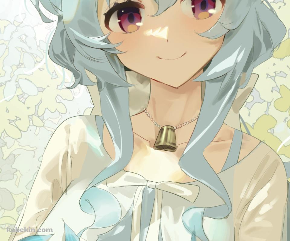 白い花を持つ甘雨 / 笑顔 / 原神のAndroidの壁紙(960px x 800px) スマホ用