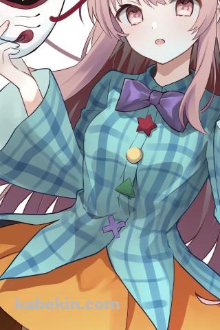 狐面を持つ秦こころ / 東方のAndroidの壁紙(320px x 480px) スマホ用