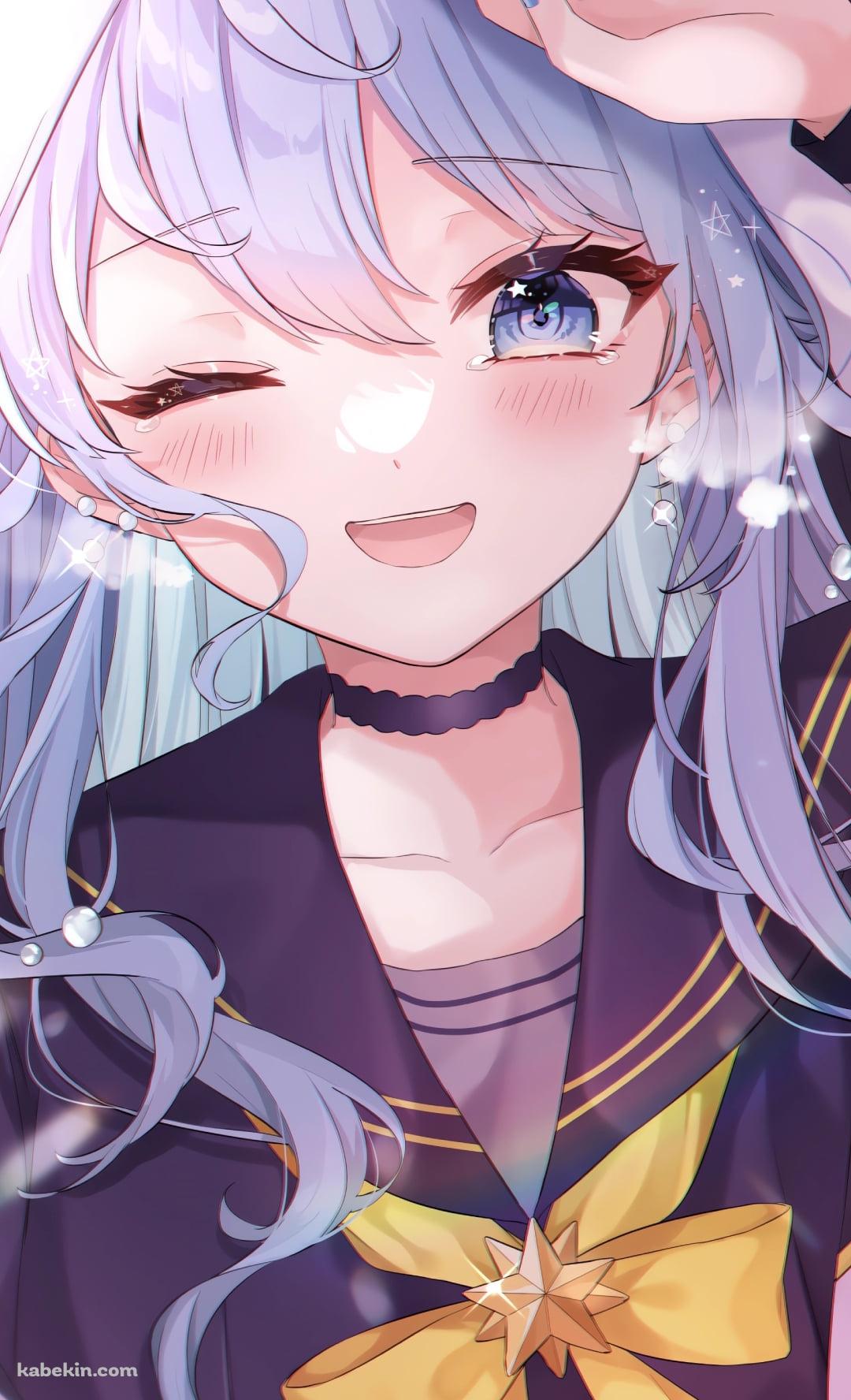 頬を赤らめウィンクする星街すいせい / ホロライブ / バーチャルYouTuber / VtuberのAndroidの壁紙(1080px x 1776px) スマホ用