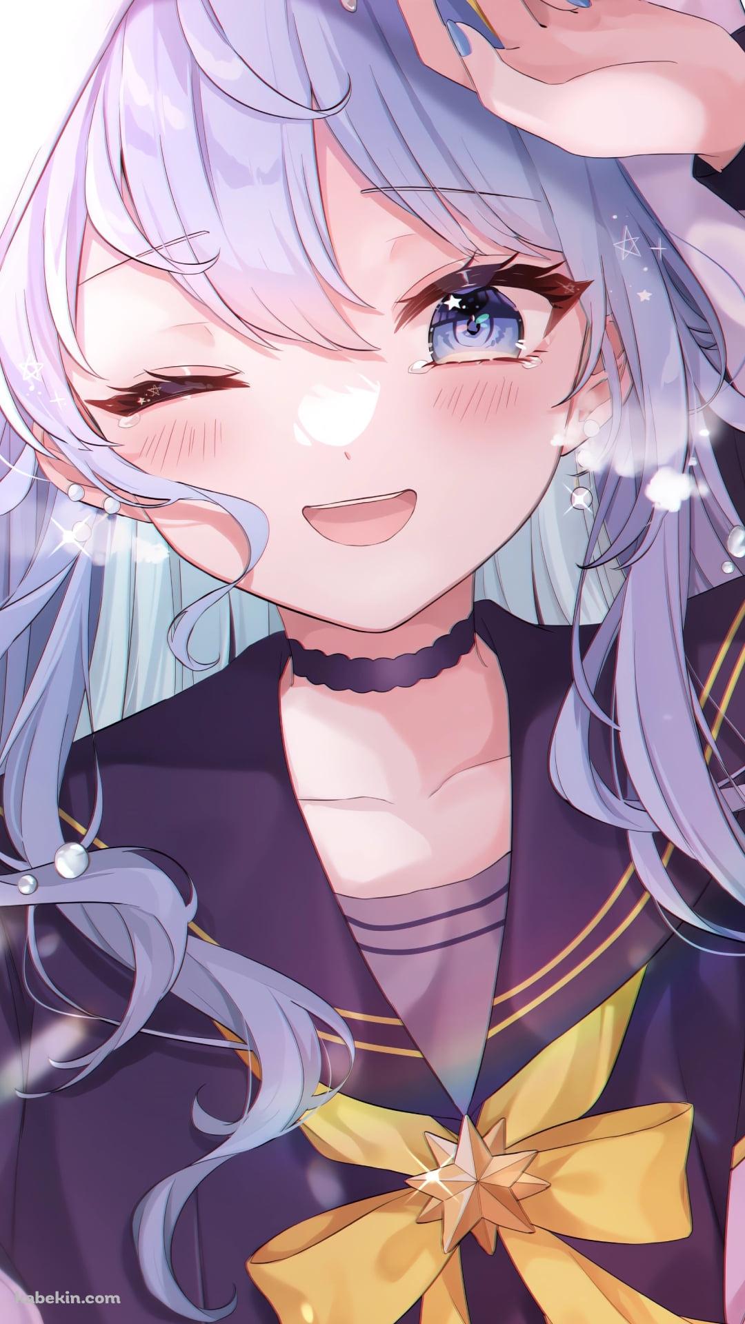 頬を赤らめウィンクする星街すいせい / ホロライブ / バーチャルYouTuber / VtuberのAndroidの壁紙(1080px x 1920px) スマホ用