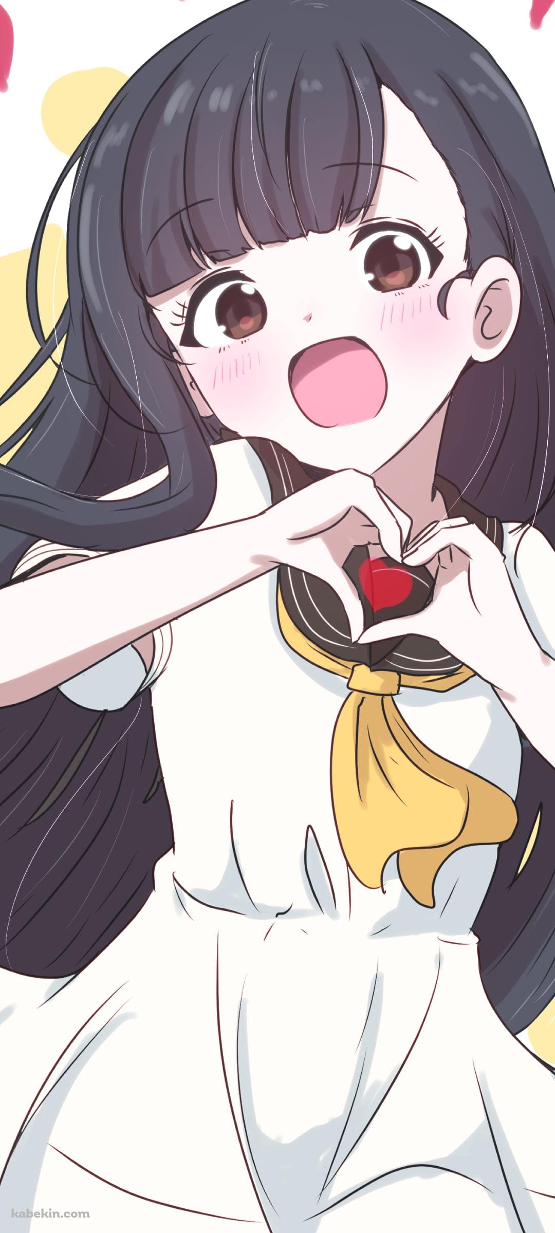 両手でハートを作る温水佳樹 / 負けヒロインが多すぎる!のAndroidの壁紙(1080px x 2400px) スマホ用